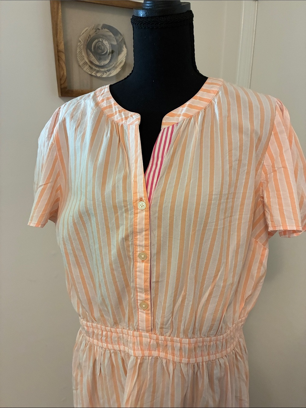 LOFT Striped Smocked Waist Midi Dress - Picture 3 of 6
